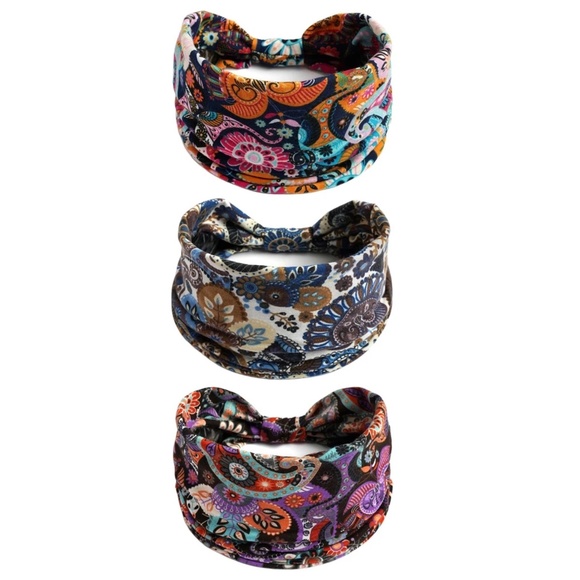 Boho Paisley Print Knot Wide headband Set - Picture 4 of 6